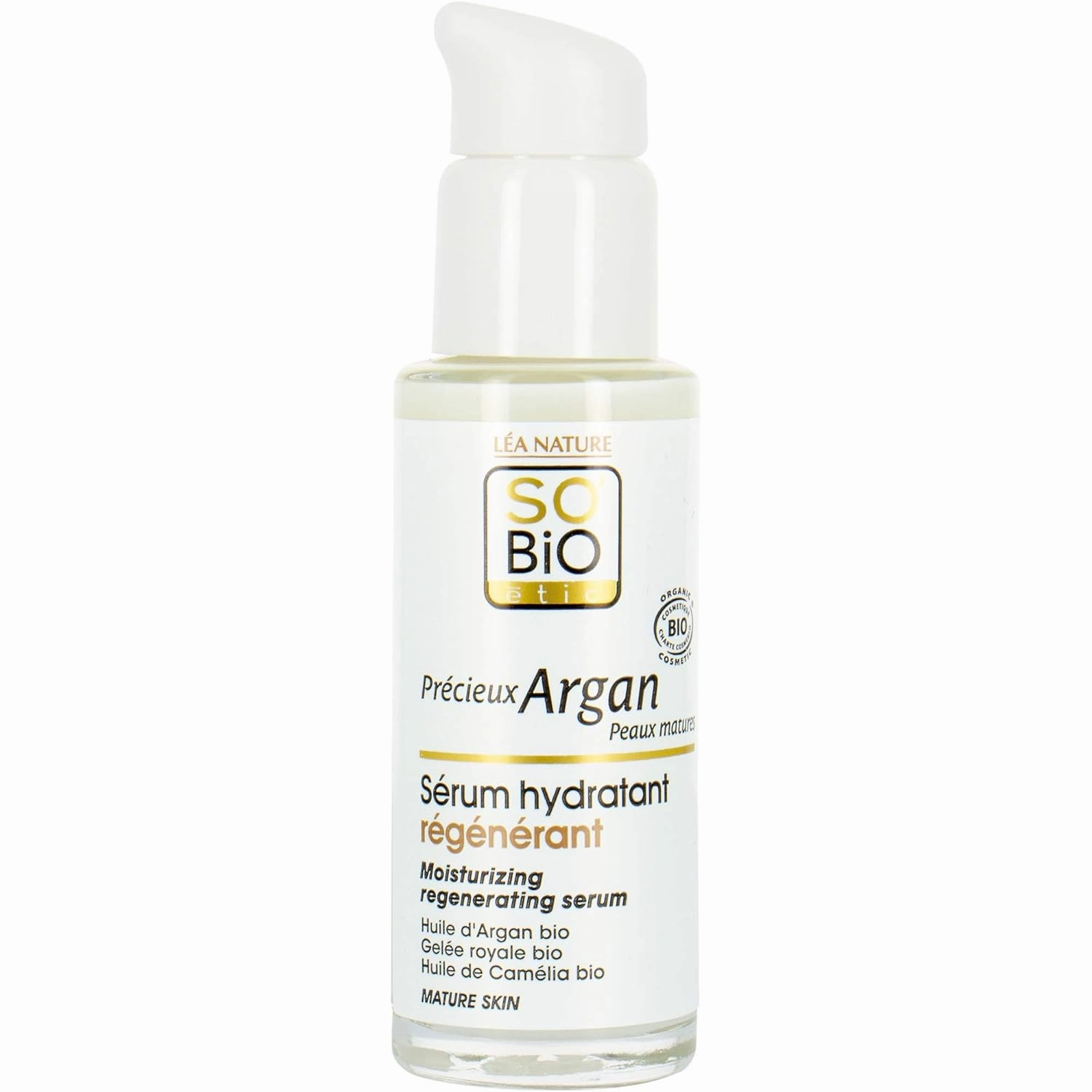 SO'BiO étic | Precious Argan Moisturizing Regenerating Face Serum | Organic Anti-Aging & Firming for Dry Skin & Deep Hydration | 1.01 fl oz