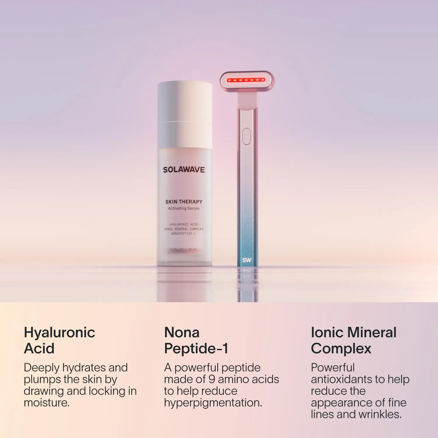 Solawave Wand Skin Therapy Activating Serum | Hyaluronic Acid and Peptides | Enhance Skincare Device Results | Hydrating Microcurrent Galvanic Current | Wrinkle Smoothing