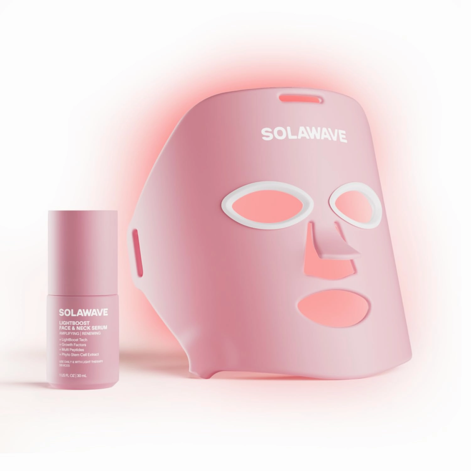 Solawave Red Light Therapy Face Mask And LightBoost Face & Neck Serum Kit | Reduces the Look of Fine Lines, Wrinkles, Uneven Texture, Discoloration, & Sagging | Hydrates & Visibly Renews Skin