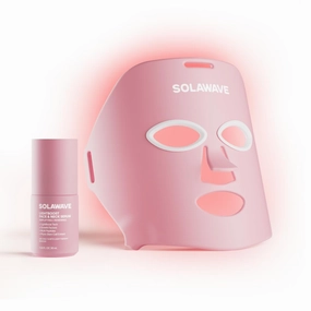 Solawave Red Light Therapy Face Mask And LightBoost Face & Neck Serum Kit | Reduces the Look of Fine Lines, Wrinkles, Uneven Texture, Discoloration, & Sagging | Hydrates & Visibly Renews Skin