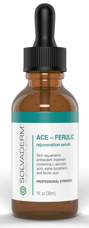Solvaderm Ace-Ferulic Antioxidant Serum – Vitamin A, C, E   Ferulic Acid – Fights Free Radicals, Improves Skin Tone, Reduces Wrinkles – Anti-Aging, Hydrating Serum for All Skin Types