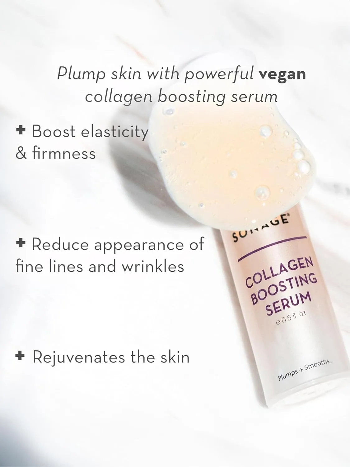 Sonage Collagen Boosting Serum: Vegan Anti-Aging Face Serum | Plumps, Smooths, Minimizes Pores, Wrinkles