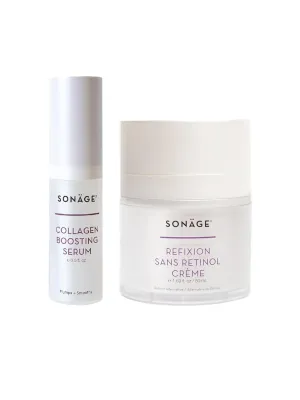 Sonage Firming and Plumping Duo | Collagen Boosting Serum and Refixion Sans Retinol Cream