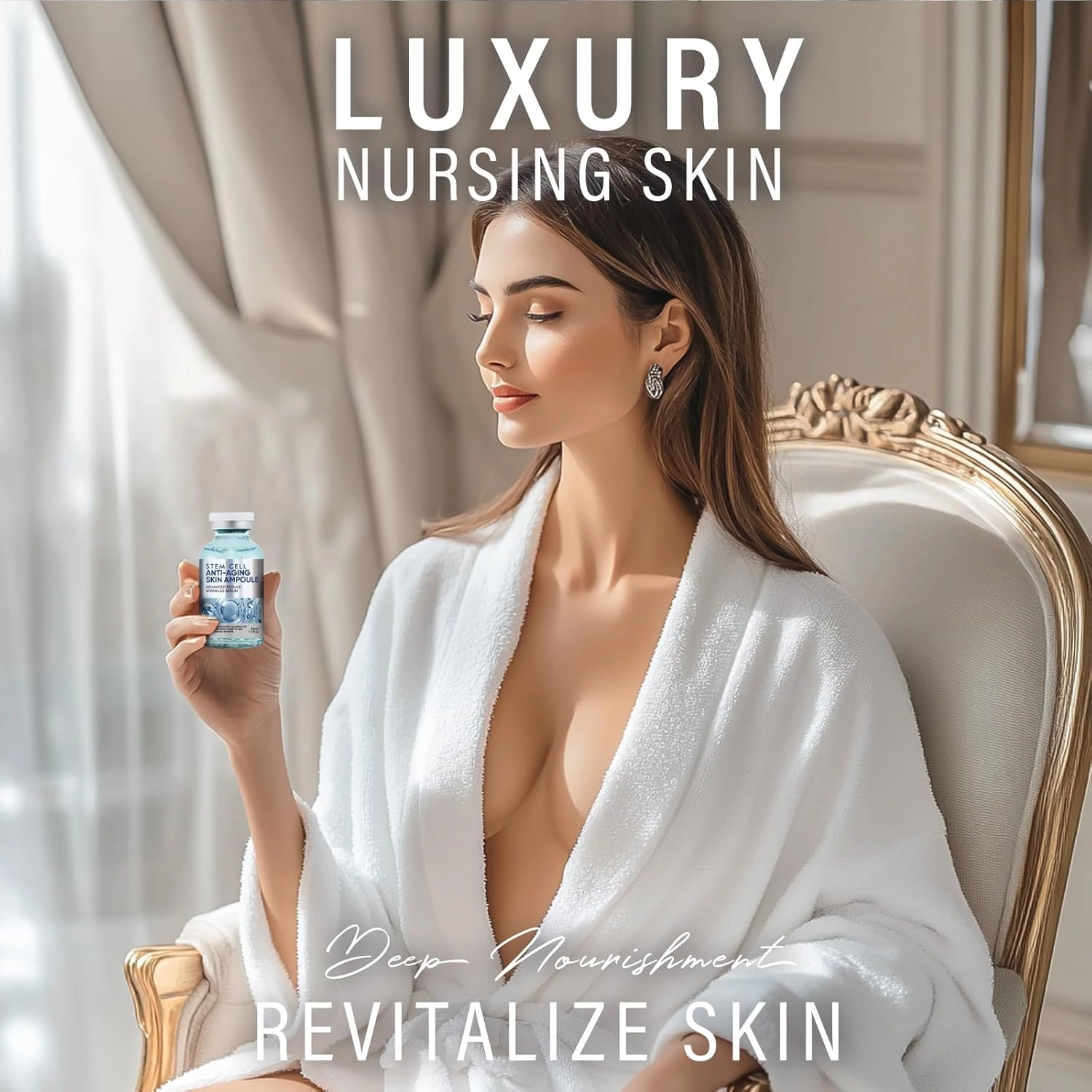 Stem Cell Serum for Face, Anti Aging Microneedling Serum, Stem Cell Ampoule Moisturizing & Nourishing Facial Skin, Gentle & Effective