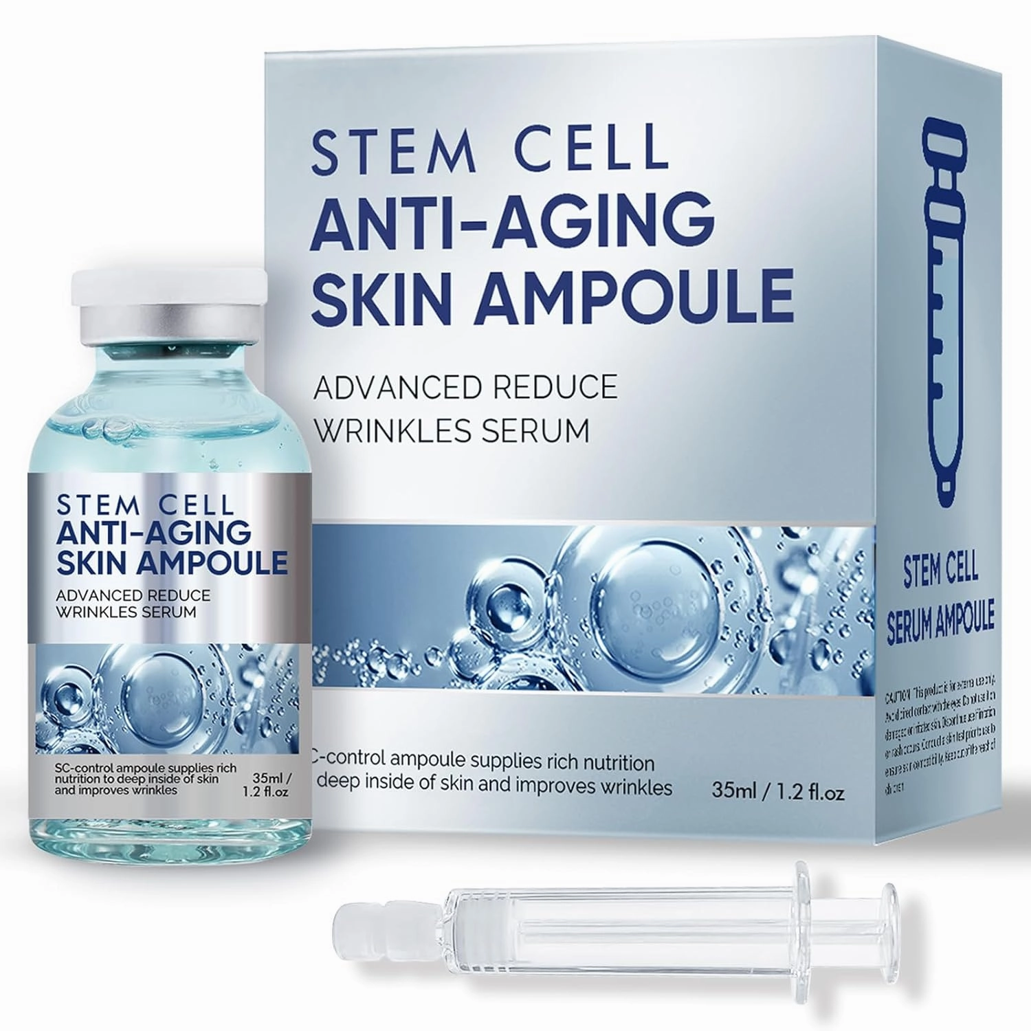 Stem Cell Serum for Face, Microneedling Serum, Stem Cell Solution Ampoule to Use with and without Micro Needling, Anti Aging & Smooth Wrinkles, 1.2 OZ