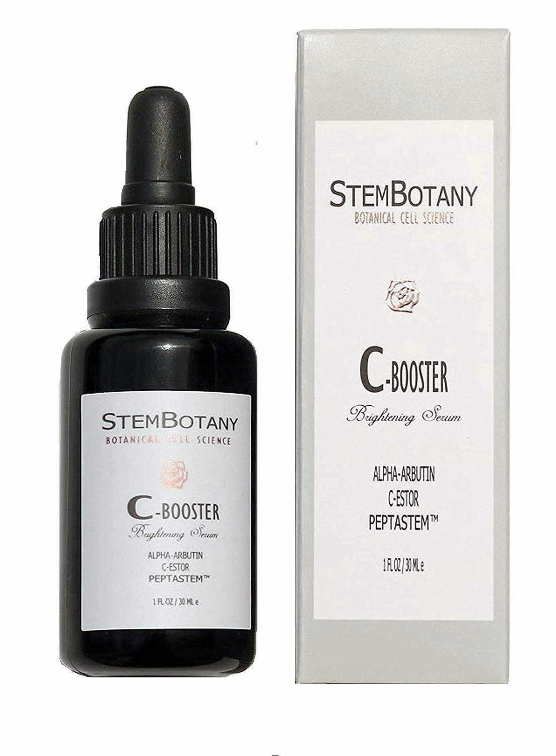 Stem Cell Vitamin C-Booster 30% with C E Ferulic Acid, C-Ester, Hyaluronic Acid, Alpha-Arbutin and Patent Pending PEPTASTEM™ (Peptide 1,5,7,8 & Orange Stem Cell) with 70% Organic Face Serum