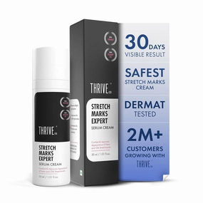 Stretch Marks Expert Serum Cream | For New (red) & Old (white) Stretch Marks Removal & Skin Hydration | Powered by Striover™, Rosehip Oil & Squalane | For Men & Women | 30ml