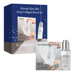 SUNGBOON EDITOR Deep Collagen Boost Set | Collagen Face Mask & Serum for Face, Real collagen 2,160,000ppb, Volufiline, Glass Skin, Skin Elasticity, Volumizing, Korean Skin Care, 37gx4ea & 1.01fl.oz
