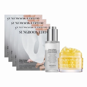 SUNGBOON EDITOR Collagen Glow Bundle Trio : Cream in Serum & Capsule Cream & Deep Collagen Mask(4ea), Gifts for Mom, Korean Skin Care