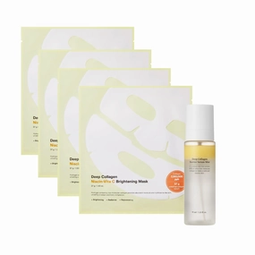 SUNGBOON EDITOR Glow & Firm DUO: Deep Collagen Niacin-Vita C Mask (4ea) & Deep Collagen Barrier Serum Mist, Hydrating Gift Set for Women & Moms, Korean Moisturizer, Glass Skin Mist, Korean Skin Care