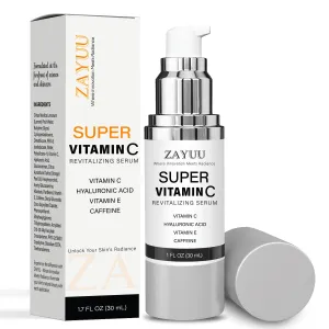 Super Vitamin C Face Serum for Mature Skin: All-In-One Hydrating Anti-Aging Formula with Vitamin C, Hyaluronic Acid, Vitamin E, and Peptides – Face Lift Serum for Wrinkles, Dark Spots (1 fl. oz.)