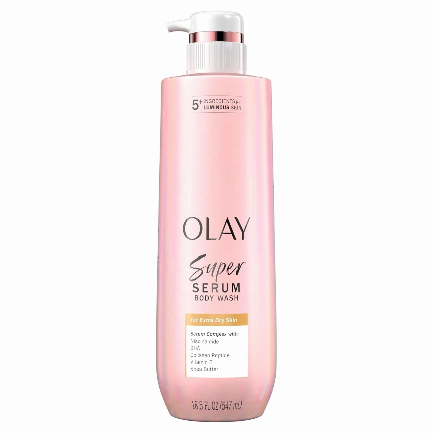 Super Serum Body Wash for Extra Dry Skin, 24Hr Long Lasting Hydration, 5  Ingredient Serum Complex for Bright Even Firm Luminous Skin, 18.5 Fl Oz