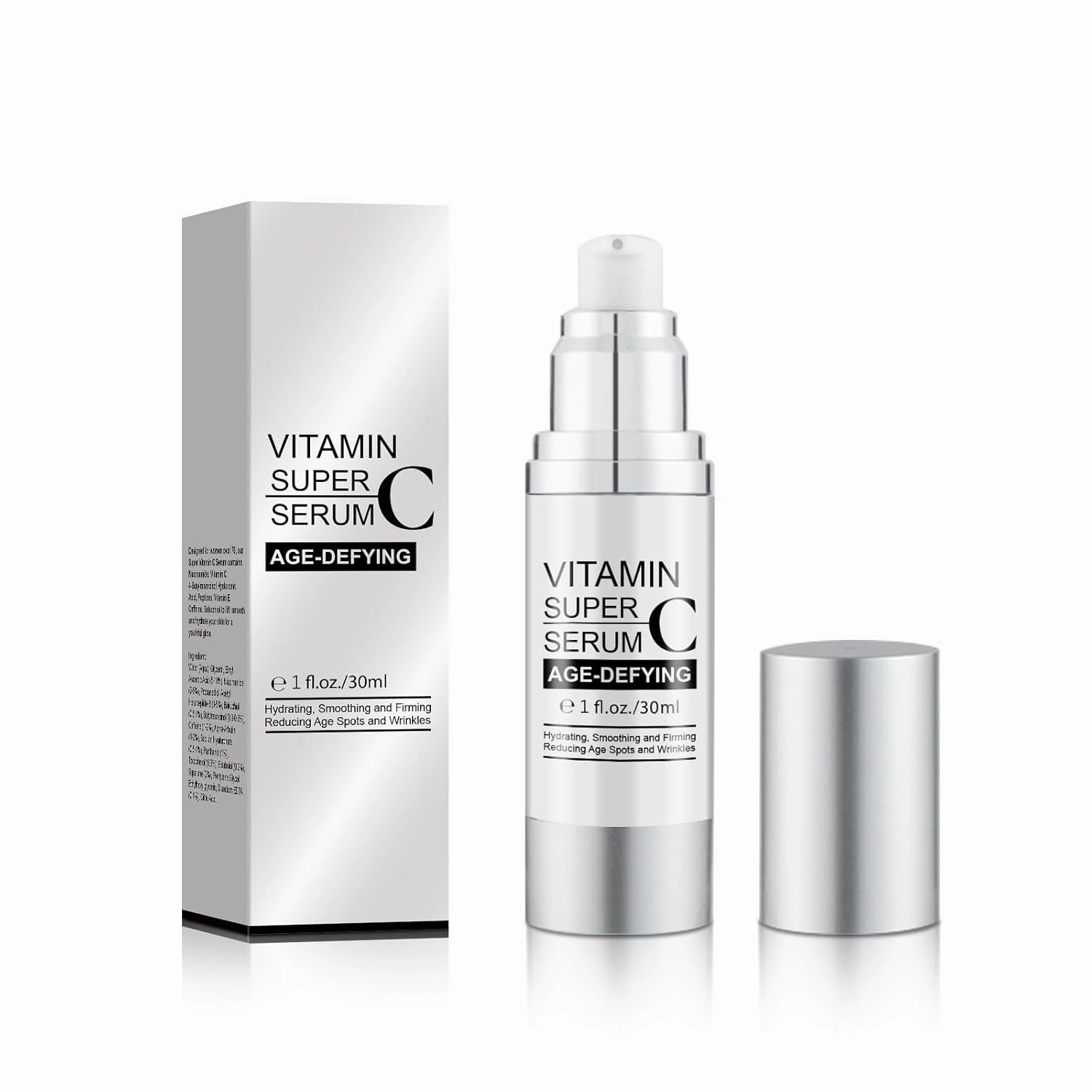 Super Vitamin C Serum for Radiant Skin - Hydrating Facial Treatment with Vitamin E & Hyaluronic Acid, Brightens Dullness, Minimizes Dark Spots, Evens Skin Tone, 1.7 Fl Oz (30ml)