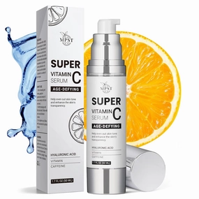 Super Vitamin C Serum for Radiant Skin - Hydrating Facial Treatment with Vitamin E & Hyaluronic Acid, Brightens Dullness, Minimizes Dark Spots, Evens Skin Tone, 1.7 Fl Oz