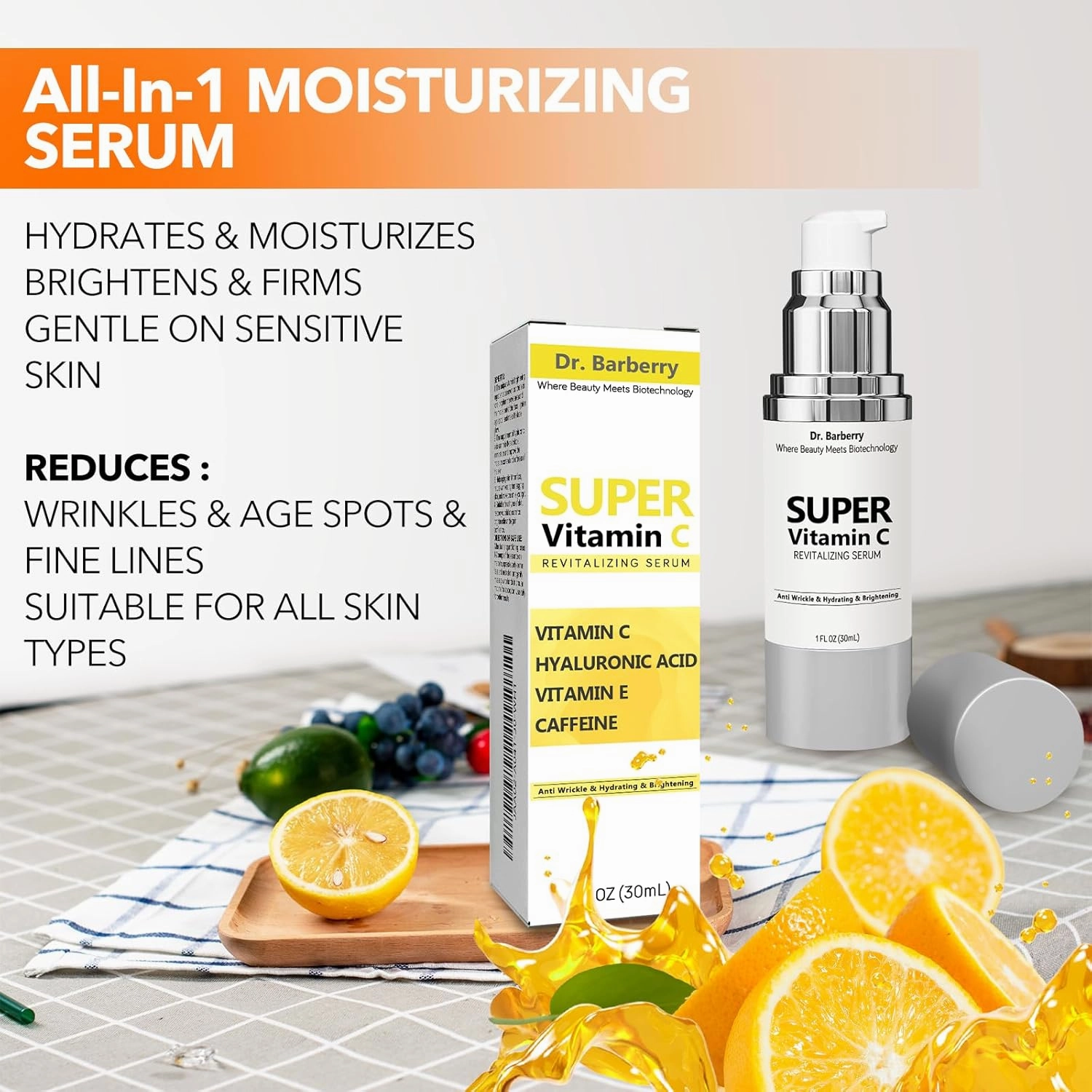 Super Vitamin C Serum for Women over 60, All-In-One Anti-aging Formula for Mature Skin - Hydrating, Targets Age Spots, Wrinkles (1 Fl Oz (Pack of 1))