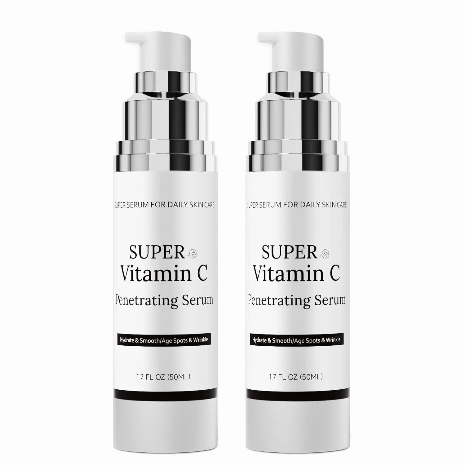 Super Vitamin C Serum for Women Over 70, Vitamin C Serum for Face, 2pack All-In-One Hydrating, with Hyaluronic Acid Vitamin E Smooths Fine Lines for Neck Face,50ML