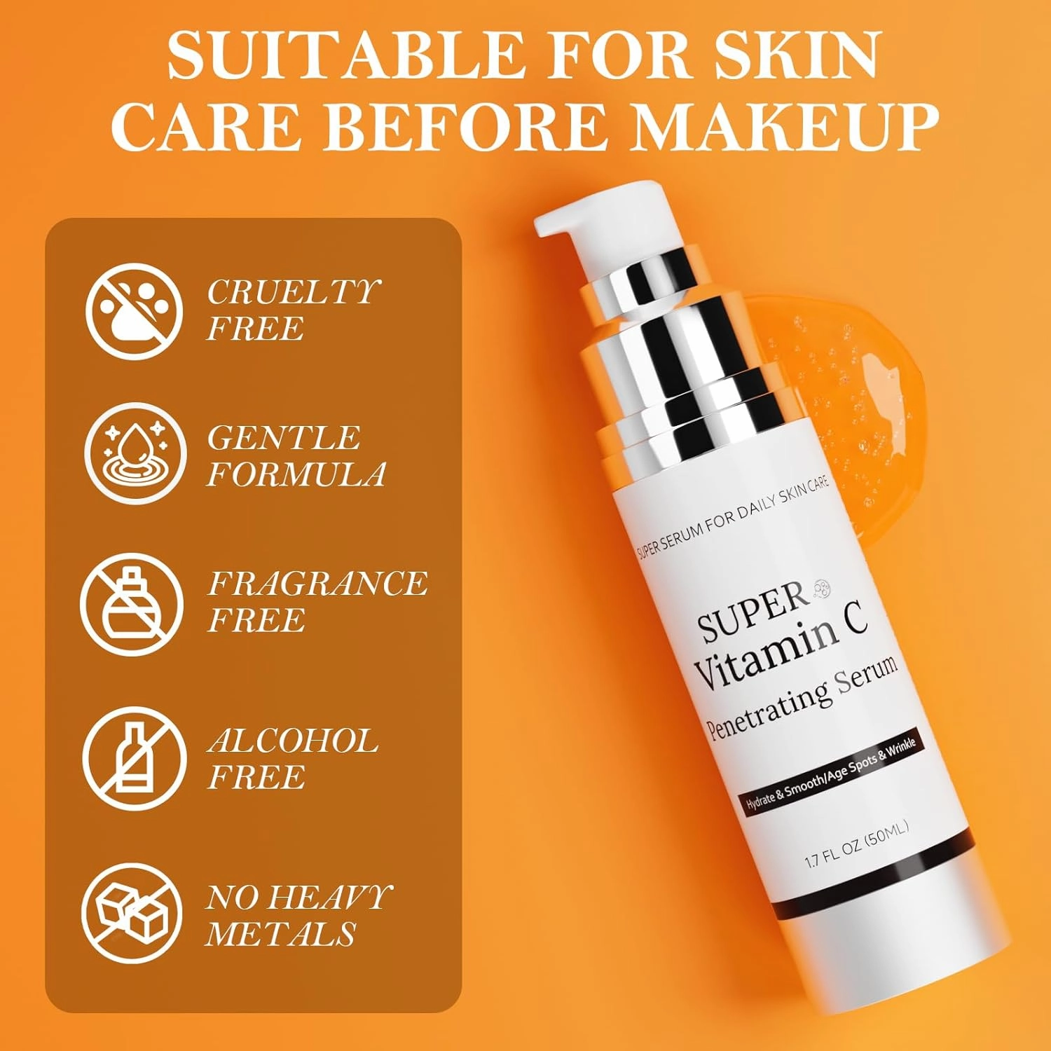 Super Vitamin C Serum for Women Over 70, Vitamin C Serum for Face, 2pack All-In-One Hydrating, with Hyaluronic Acid Vitamin E Smooths Fine Lines for Neck Face,50ML