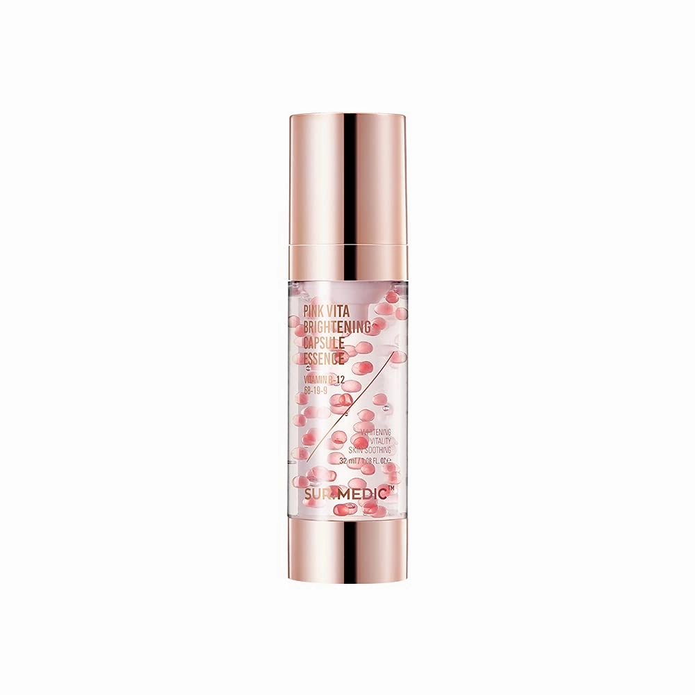 SUR.MEDIC  Pink Vita Brightening Capsule Essence (1.08 Fl Oz) – Anti-aging & Illuminating Essence Serum with Vitamin B12, Glutathione, Rose, Collagen & Hyaluronic Acid - Korean Skin Care