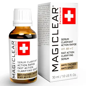 Swiss Luxury Dark Spot Remover for Face and Body Serum Age Sun Brown Spot Acne Freckles Corrector Melasma treatment Anti aging Skin Vitamin C   Niacinamide best organic brand Magiclear
