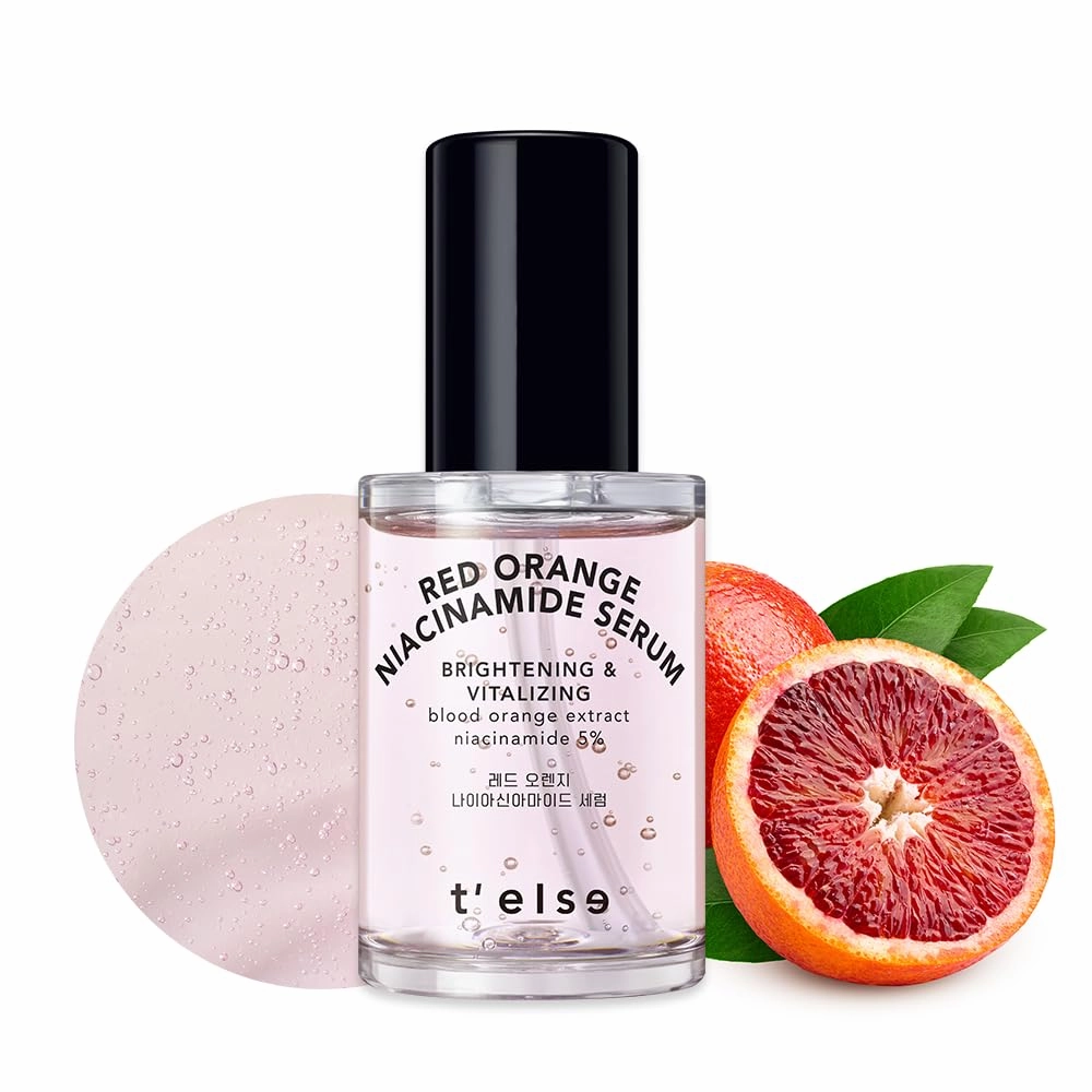 T'else Red Orange Niacinamide Serum 30ml, 1.05 Fl.oz, Blemish and Skin Flaws Improvement, Moisturizing Gel Formula Lotion, Rich Vitamin & Panthenol Facial Care, Smooth Skin Texture, Korean Skin Care