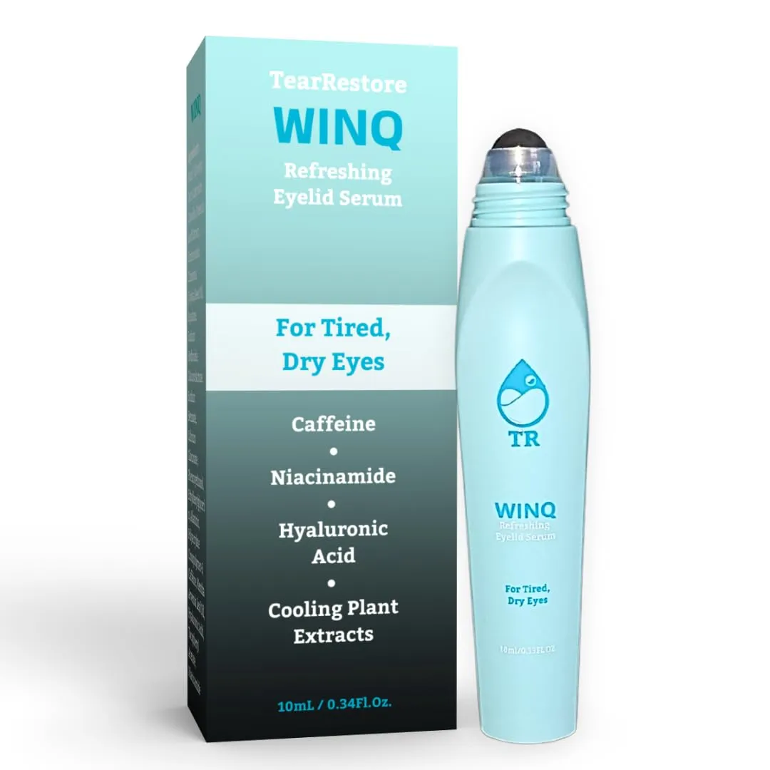 TearRestore WINQ Eyelid Serum for Tired Eyes | Redness Relief & Instant Eye Brightening with Caffeine & Niacinamide | Hydrating Under Eye Roller for Puffiness, Dryness & Fatigue | 10mL