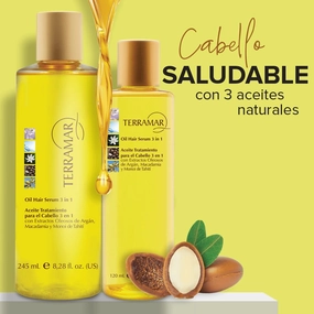 Terramar 3-in-1 Hair Oil with Argan, Macadamia, and Monoi Extracts, Smoothing and Hydrating Serum (Jumbo - 16,91 Fl Oz)