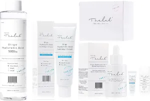 THE LAB BY BLANC DOUX Oligo Hyaluronic Acid 5000 Toner - 6.76 fl.oz. with Cotton Pads   Oligo Hyaluronic Acid Calming Cream 1.69 fl.oz. - Vegan Certified   Deep Hydrating Essence Ampoule