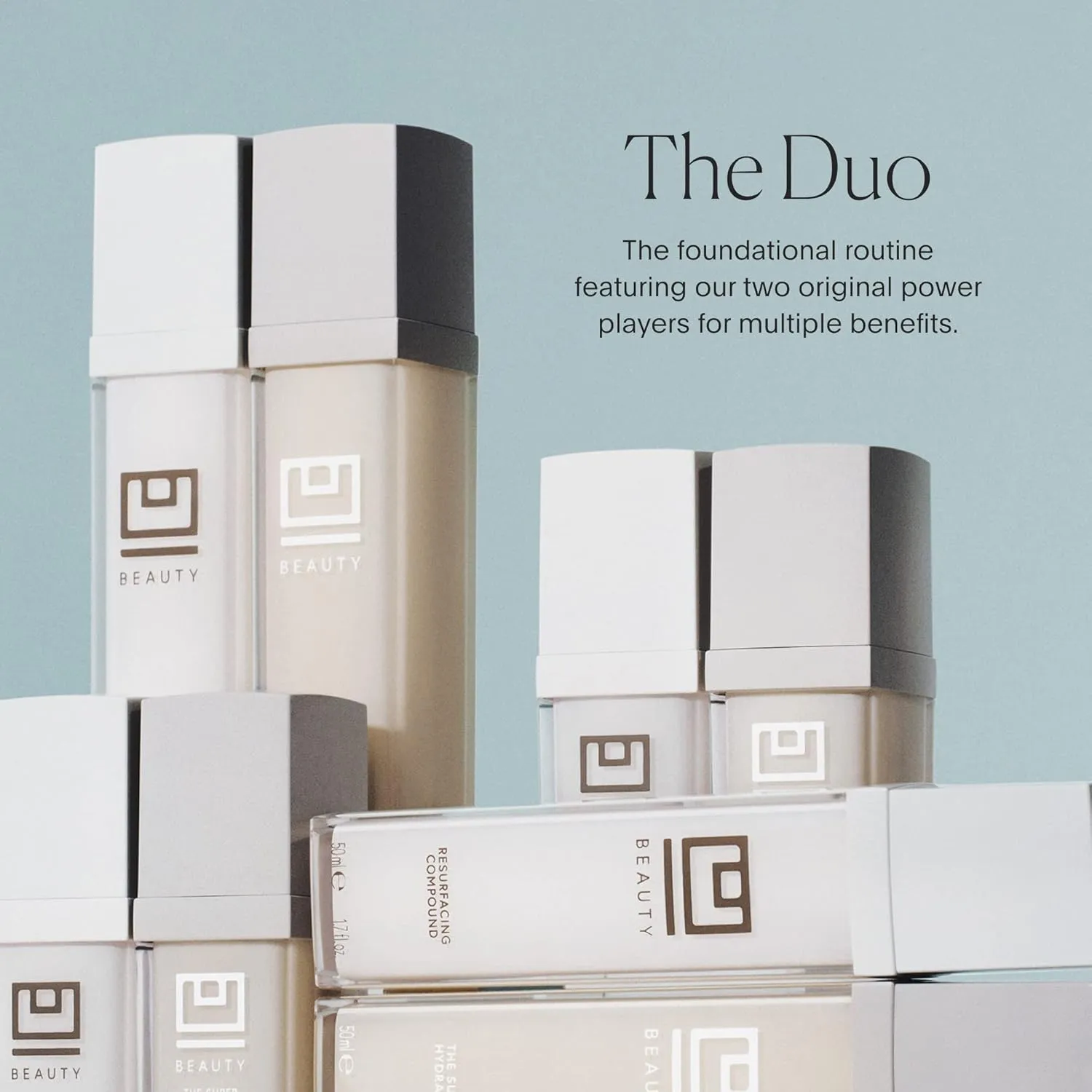 The U Beauty Duo - Resurfacing Compound & SUPER Hydrator Set - Vitamin C & E, Retinol, Hyaluronic Acid - Moisturizing Face Serum Duo for Smooth, Hydrated and Softer Skin, Set of 2 1.7 fl oz