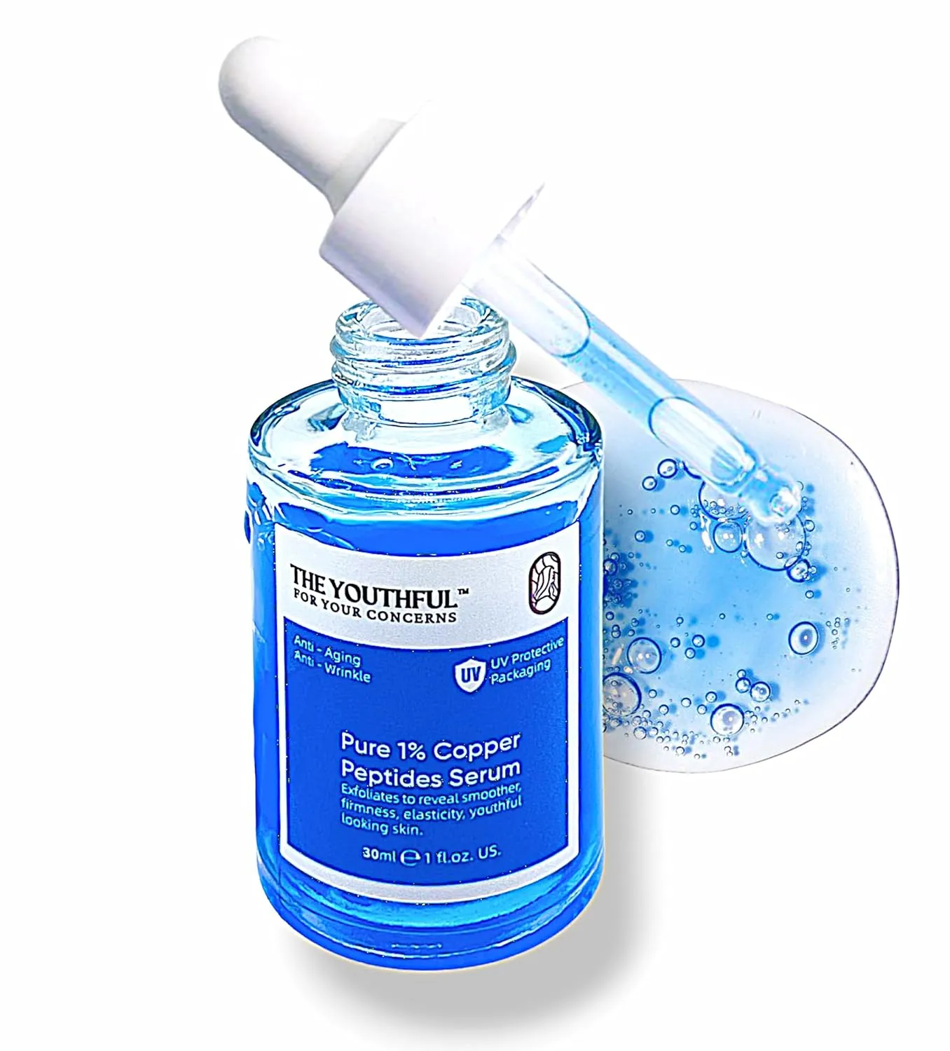 The Youthful - Copper Peptide Face Serum Collagen (Formula Same Buffet Plus Copper Peptides) Peptide Serum for Hydration, Anti-Aging, Firmness, Skin Elasticity, Copper Elixir - 30ML