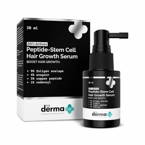 the. De.rma co. 20% Actives Peptide Stem Cell Hair Grouth Serum -30 ml with 9% Foligen Analupe 4% Anagain 3% Copper Peptide 1% Redensyl, White