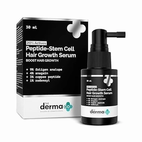 The De.rma Co. 20% Actives Peptide Stem Cell Hair Growth Serum - 30ml | With 9% Foligen Analupe | 4% Anagain | 3% Copper Peptide | 1% Redensyl, White