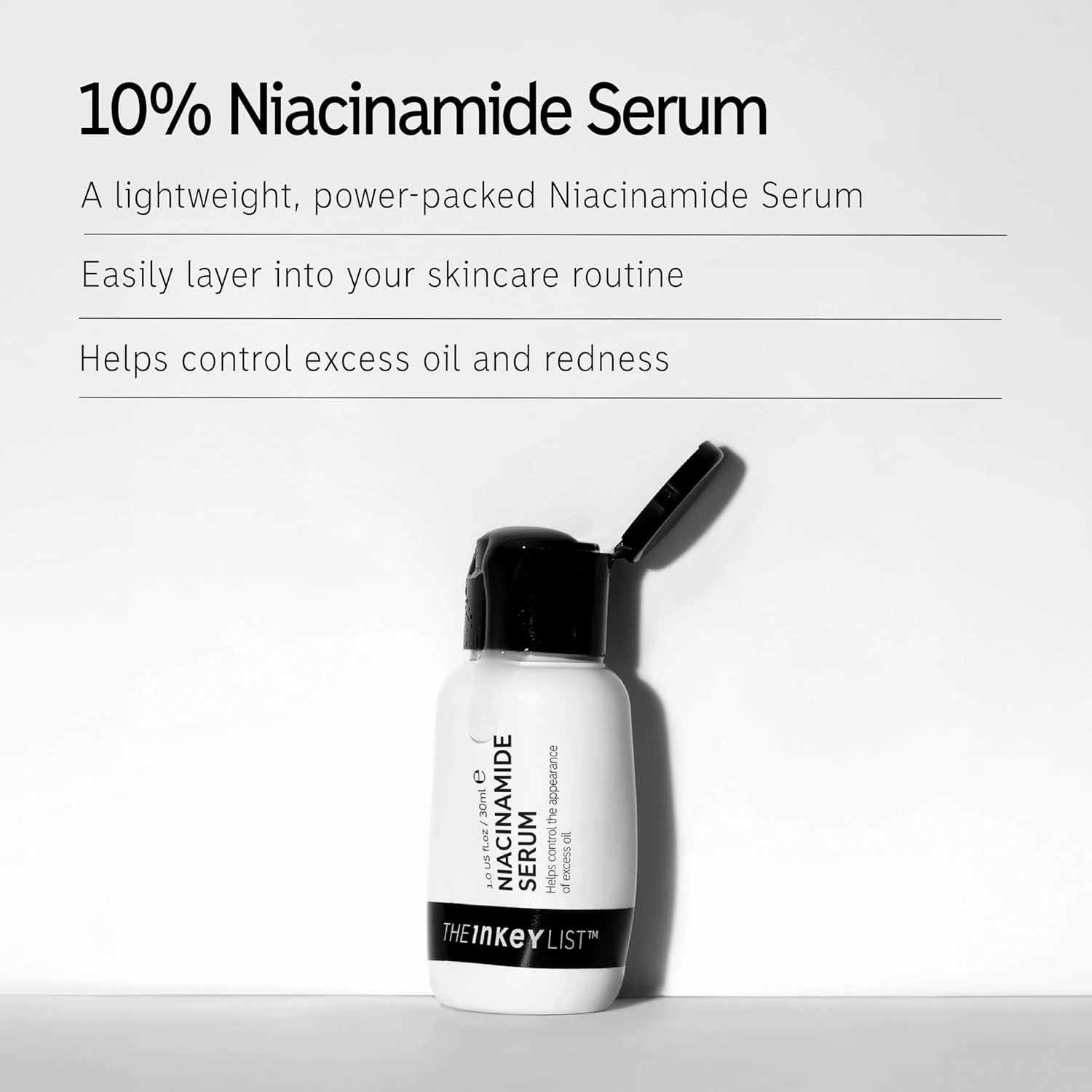 The INKEY List 10% Niacinamide Serum, Lightweight Oil Control Serum Helps with Blemishes and Appearance of Redness, Hydrating 1% Hyaluronic Acid 30ml, 1 fl oz (2 Pack)