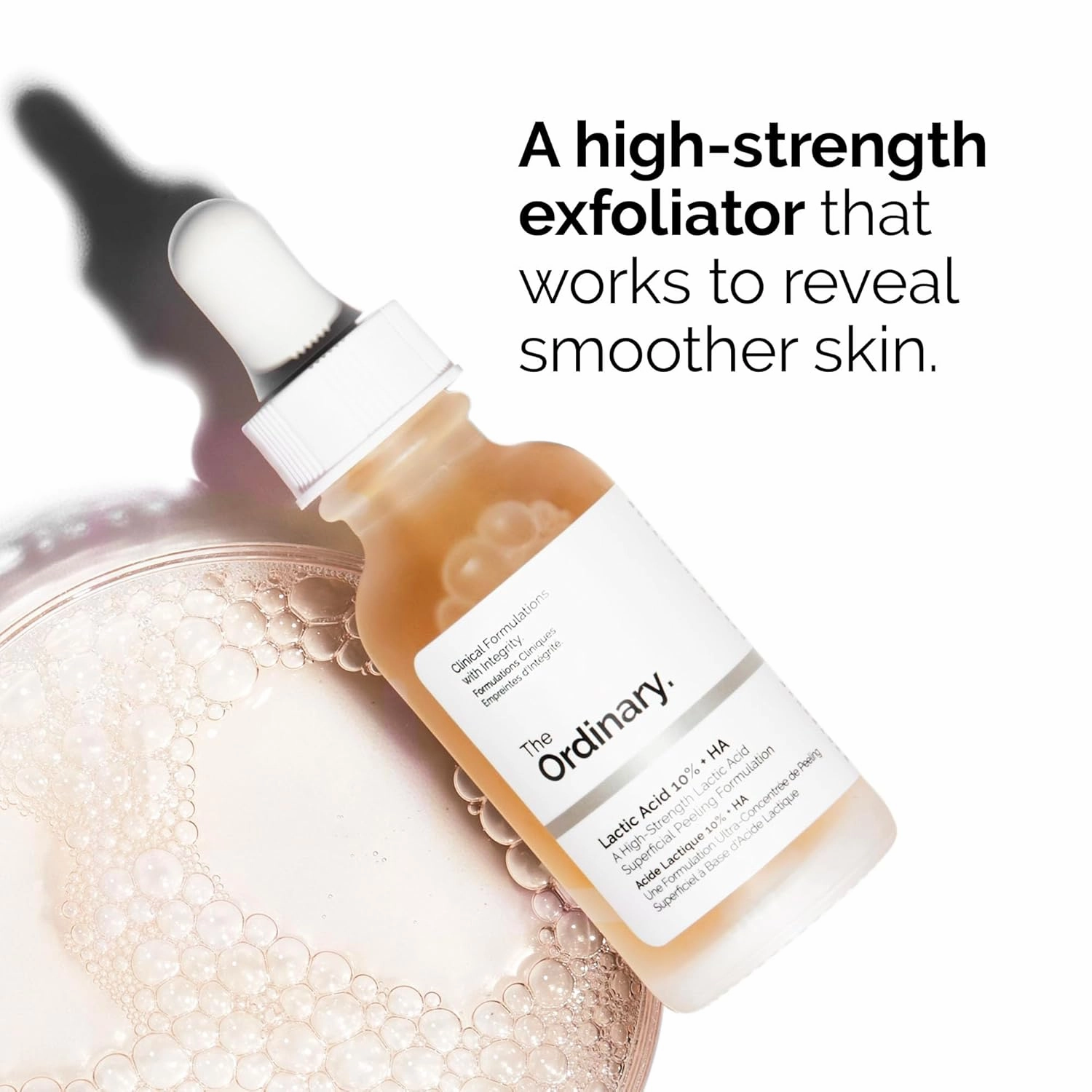The Ordinary Lactic Acid 10%   Hyaluronic Acid 2%, High-Strength Exfoliating Serum for Smoother, Brighter Skin, 1 Fl Oz