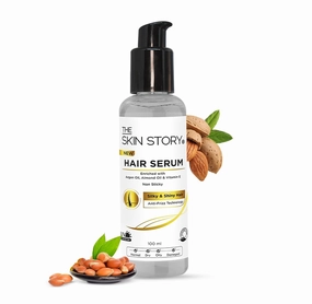 The Skin Story Anti-Frizz Hair Serum Non-Sticky|Protection&Shine|For Dry,Flyaway&Frizzy Hair|Uv Protection With Argan Oil,Almond Oil&Vitamin E|Controls Frizz|Smoothes&Repairs|Paraben Free|100Ml