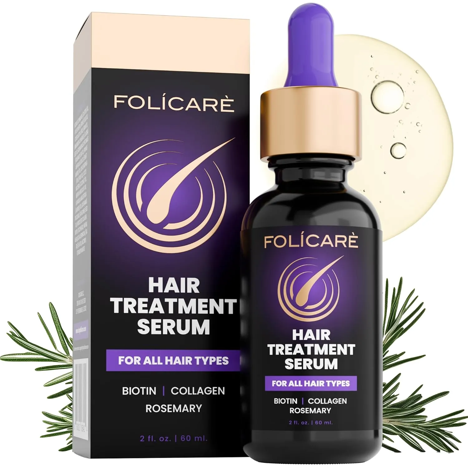 Thickening Hair Growth Serum for Women & Men, Biotin Collagen & Rosemary Scalp Serum for Hair Density & Hydrating, Densifying Hair Serum Regrowth Oil for Hair Loss