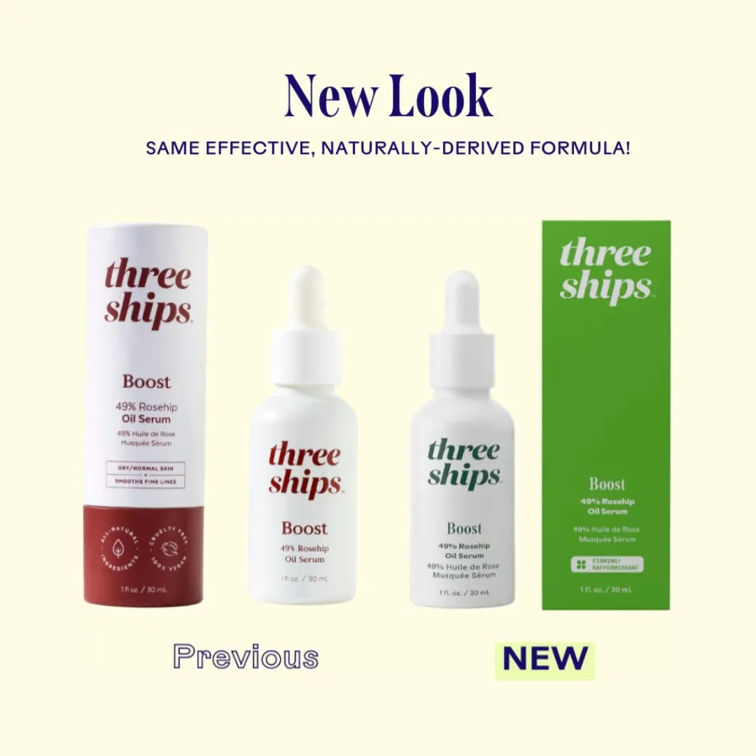 Three Ships Boost 49% Rosehip Oil Serum- Firming Face Serum, Smooths, Hydrates   Protects Skin, Plumps Look of Fine Lines and Reduces Discoloration (1 floz)