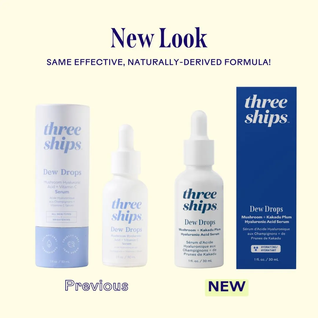 Three Ships Dew Drops Hyaluronic Acid And Vitamin C Serum - Vegan Facial Serum Brightens And Plumps Skin - Intensive Natural Face Serum for All Skin Types- As Seen on Dragon’s Den, 01 Fl Oz