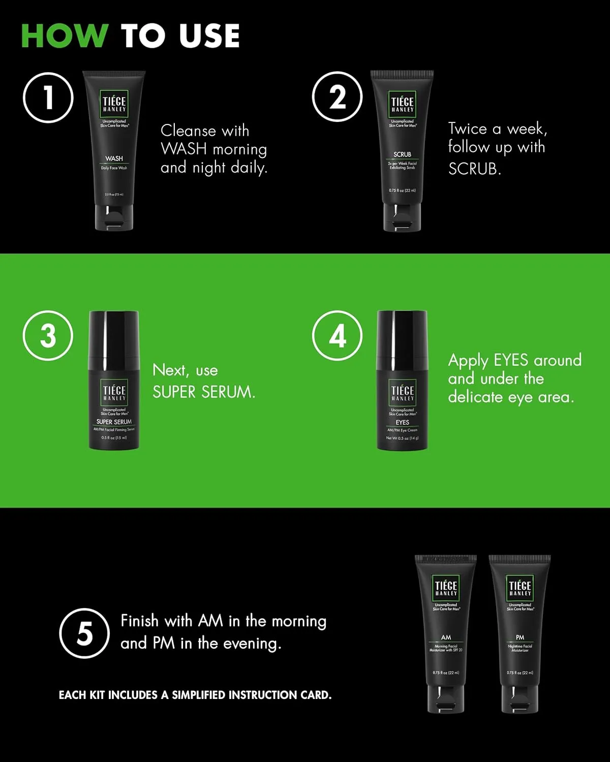 Tiege Hanley Men’s Skin Care Set, Anti-Aging Routine (System Level 3) – Face Wash, Scrub, Moisturizer, Eye Cream & Serum for Wrinkle Defense, Firm Skin & Long-Term Anti-Aging Protection