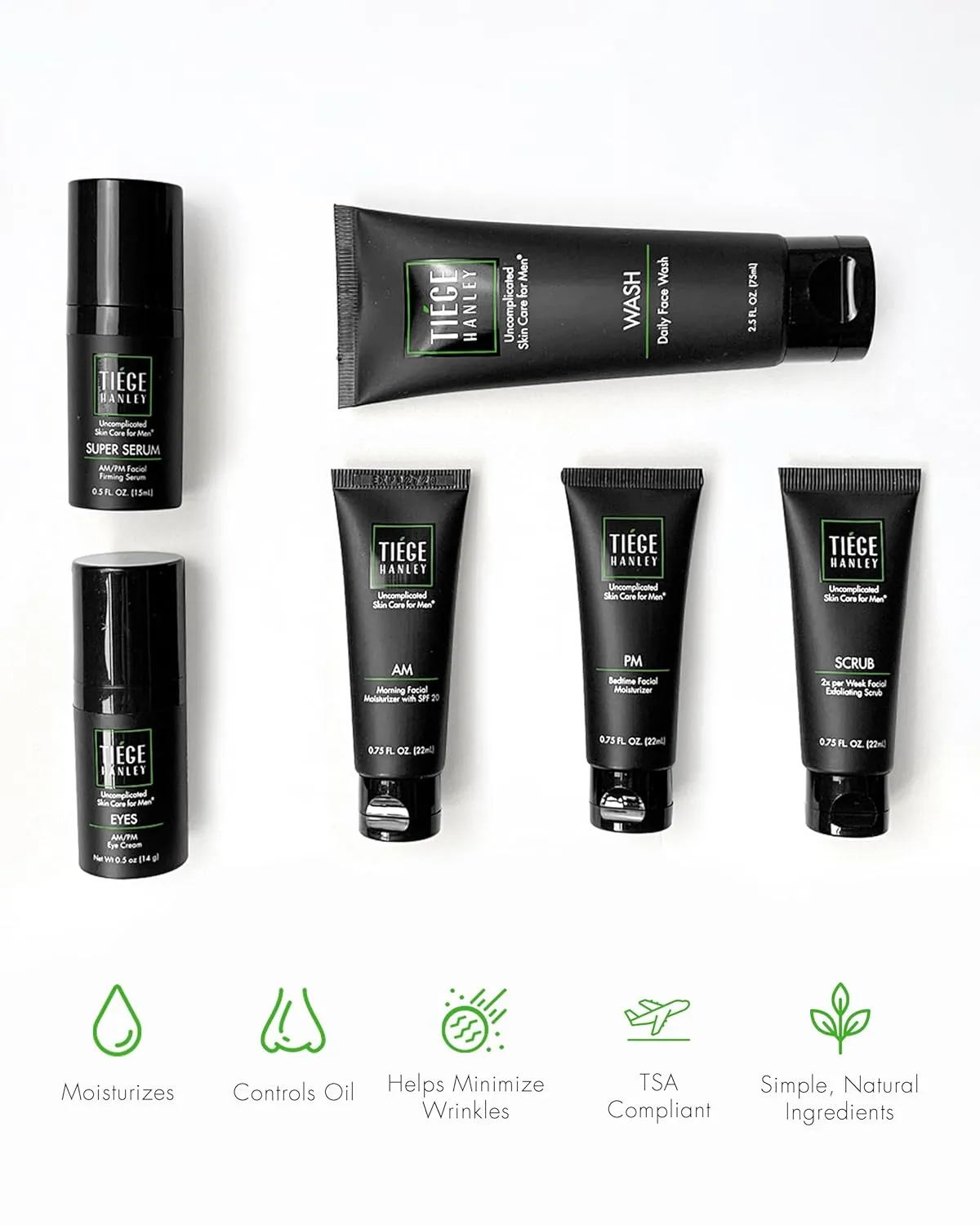 Tiege Hanley Men’s Skin Care Set, Anti-Aging Routine (System Level 3) – Face Wash, Scrub, Moisturizer, Eye Cream & Serum for Wrinkle Defense, Firm Skin & Long-Term Anti-Aging Protection