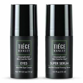 Tiege Hanley Eye Cream & Face Serum Set, Advanced Anti-Aging Bundle - Dark Circle & Under Eye Cream for Puffiness & Bags - Firms, Plumps, Hydrates, & Repairs Skin - Eye Wrinkle Cream for Men