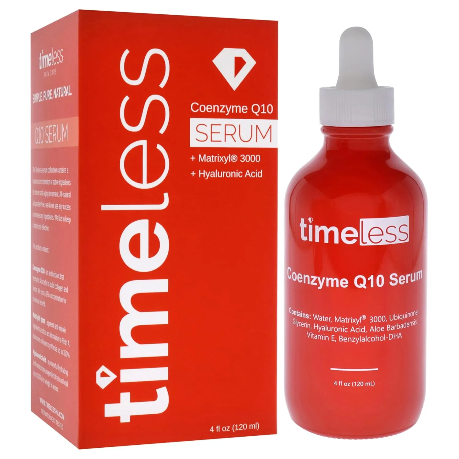 Timeless Skin Care Coenzyme Q10 Serum - Skin Care Serum for Smoothing - Fragrance-Free - Coenzyme Q10 - with Hyaluronic Acid - 4 oz