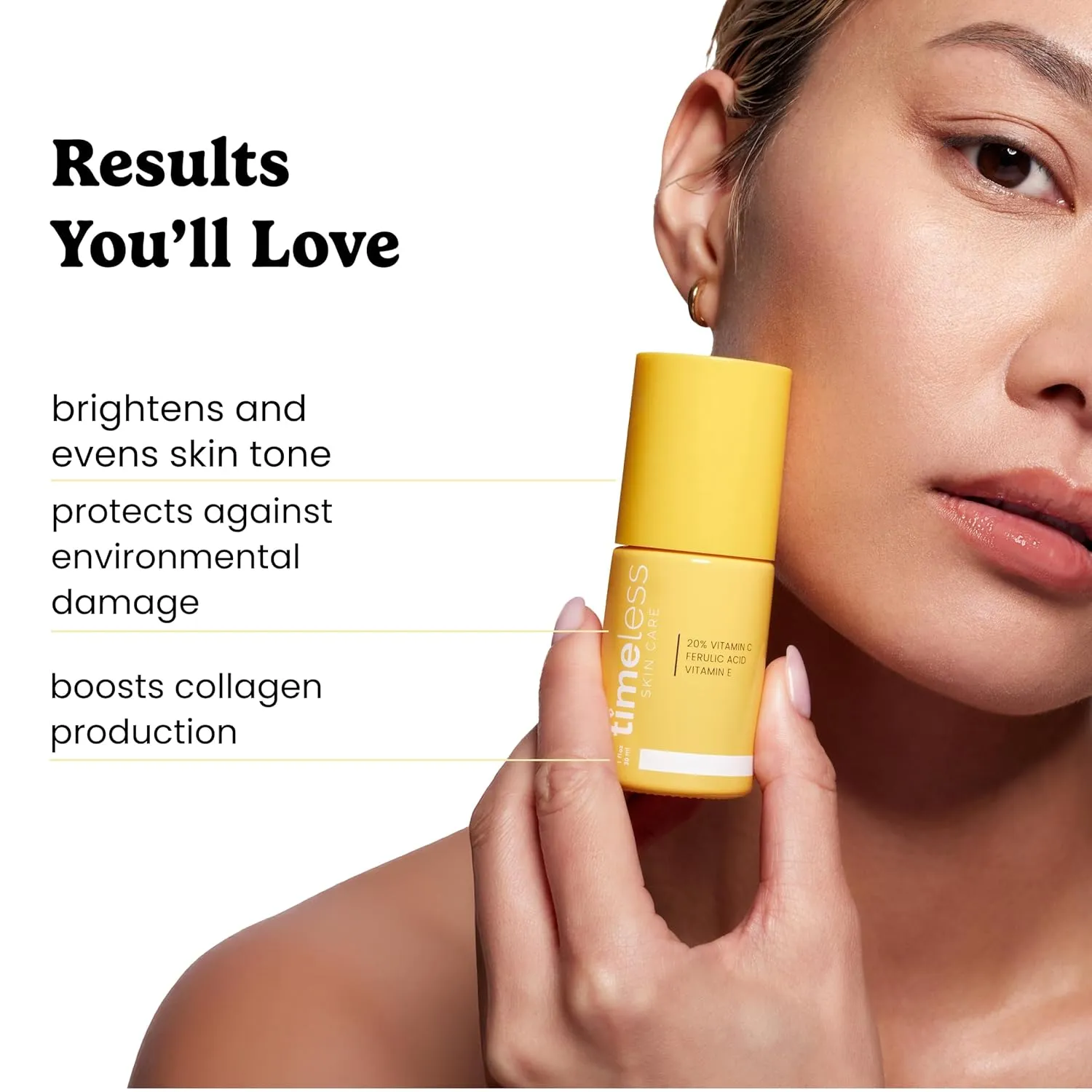 Timeless Skin Care Vitamin C Serum with Vitamin E & Ferulic Acid - Brightening Serum - for Oily & Dry Skin - Fragrance-Free - 1 oz