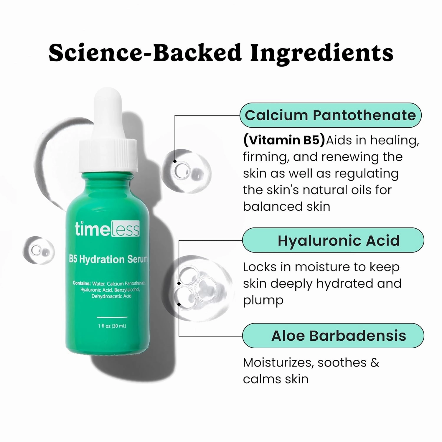Timeless Skin Care Vitamin B5 Serum - Hydrating Face Serum with Hyaluronic Acid - Oil-Free - for Oily Skin - Fragrance-Free - 4 oz