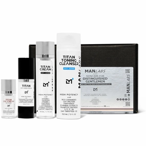 Titan 2025 Sports Anti-Aging Skincare Kit, 4-Piece System with Eye Cream, Serum, Face Cream, and Toning Cleanser