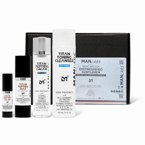 Titan Anti-Aging Mens Skin Care Kit - 2025 Oscar Mens Facial Care Kit with Hyaluronic Acid, 10% Niacinamide Serum for Dark Spots, Wrinkles, Fine Lines, Dark Circles and Puffiness - Unscented