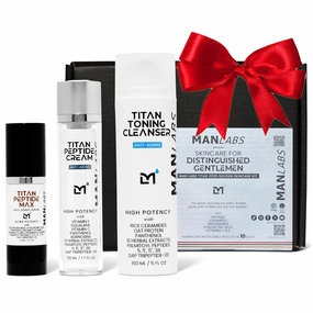 Titan Fathers Day Gifts for Dad Mens Skin Care Kit - with Hyaluronic Acid, Vitamin C and Niacinamide Serum for Dark Spots, Wrinkles, Fine Lines - Unscented