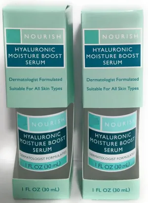 TJ Nourish Hyaluronic Moisture Boost Serum, 1 fl oz, Dermatologist Formulated, All Skin Types, 2-Pack