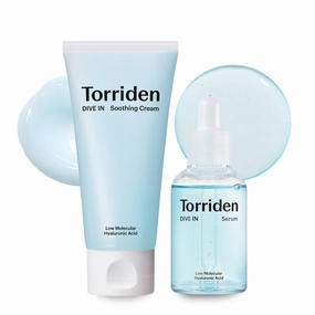 Torriden DIVE IN Serum 1.69 fl.oz.   Soothing Cream (Tube) 3.38 fl.oz. | Hyaluronic Acid Care Set | Deep Hydrating Skin Care to Get Glass Skin