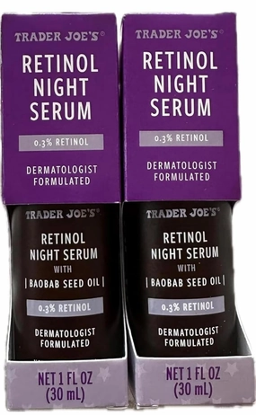 Trader Joe's Retinol Night Serum, 0.3% Retinol with Baobab Seed Oil, Dermatologist Formulated, 1 fl oz - Pack of 2