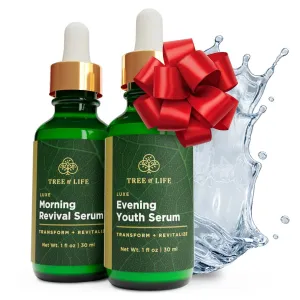 Tree of Life Beauty Luxe Age Defying Serum Combo Pack, Luxe Morning Revival Serum and Luxe Evening Youth Facial Serum, 2 Count x 1 Fl Oz